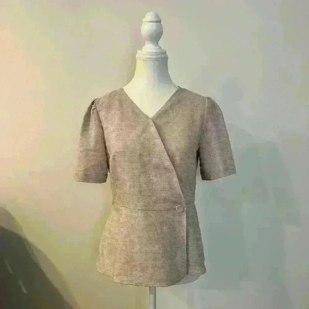 M.Ffin with jacket |  Korean fashion brand beige blouse womens small